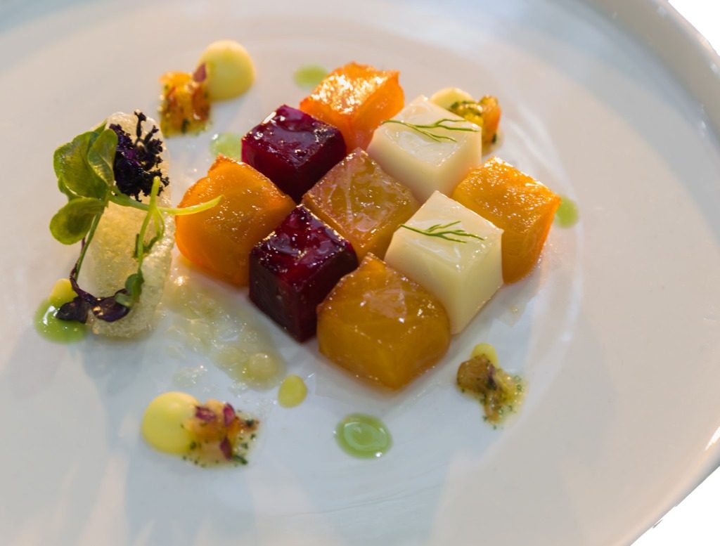 Friedrich-Kulinarisch-Catering-Serivce10-gravlaxed-salmon-on-tuna-oil-yogurt-with-cream-cheese-picture-id497211293